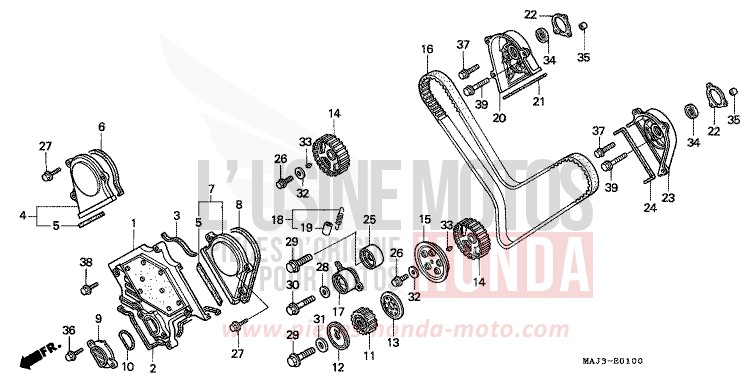 GAINE DE PROTECTION AVANT/COURROIE DE DISTRIBUTION de Pan-European ABS TASMANIA GREEN ME (G142) 1998
